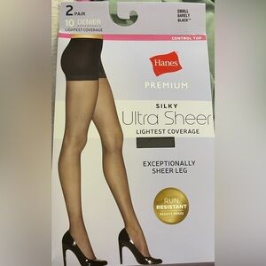 Hanes Premium Silky Sheer Pantyhose 2 Pair Pack NWT